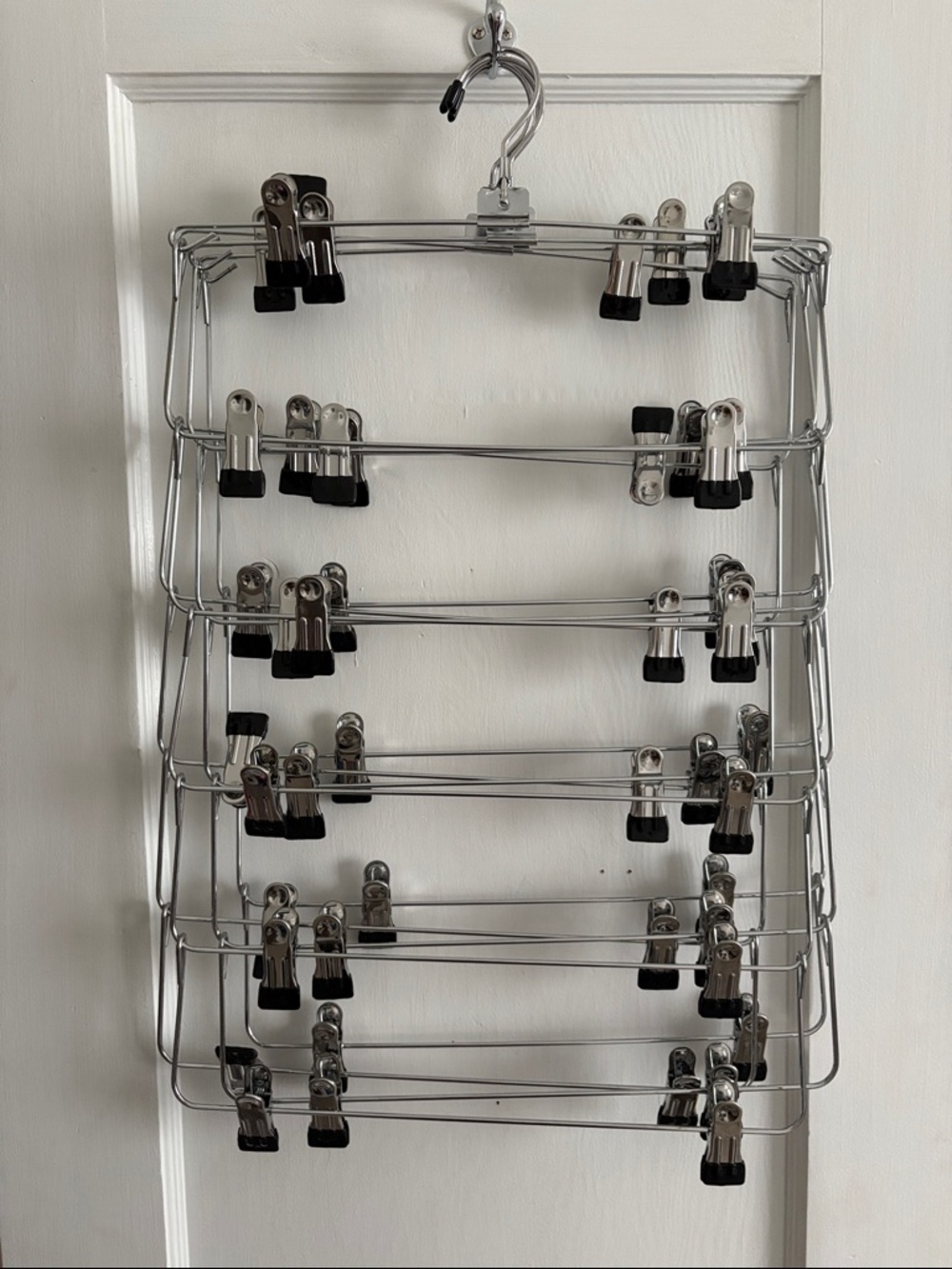 Metal Multi-Tier Skirt/Pant Hanger with Clips - Silver & Black